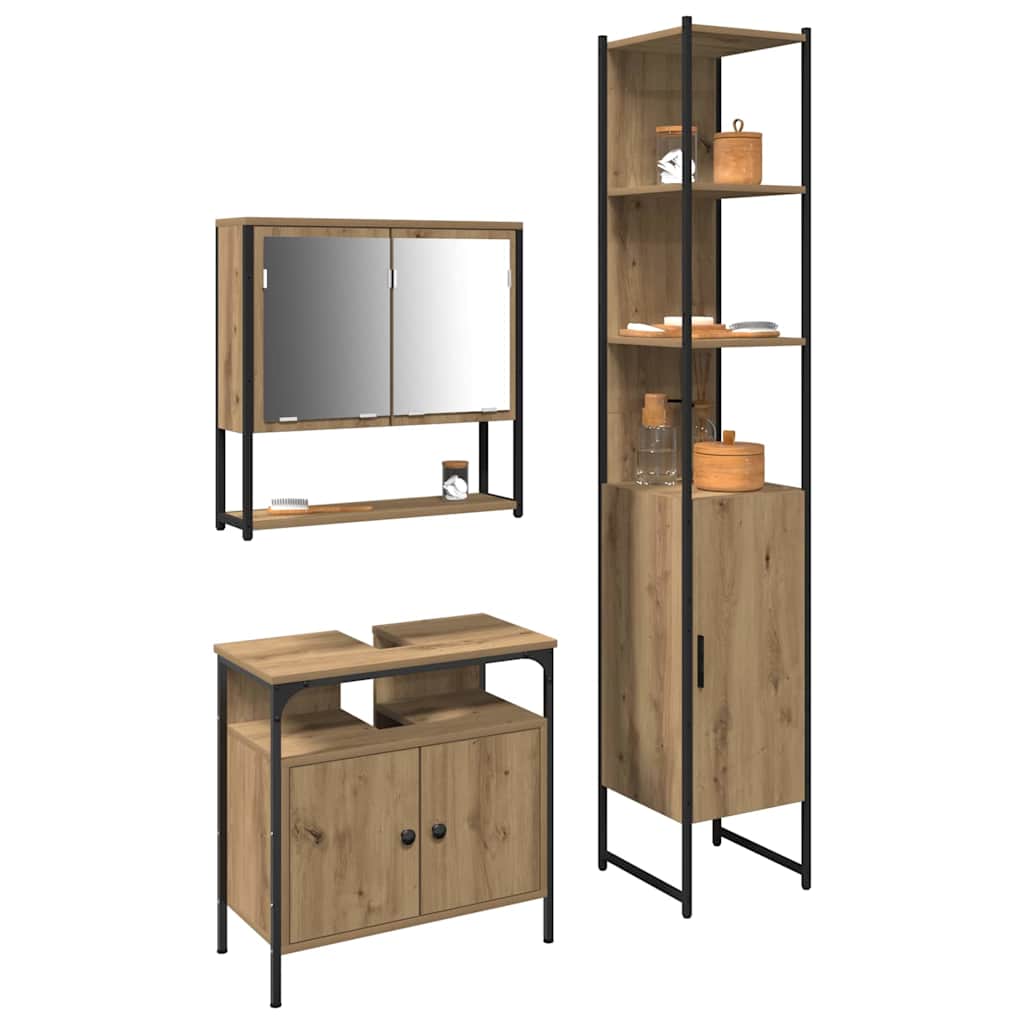 Bathroom Furniture Set 3 pcs Artisan oak 33 x 33 x 185.5 cm